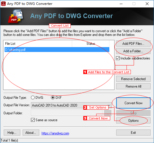 how to convert pdf to dxf free